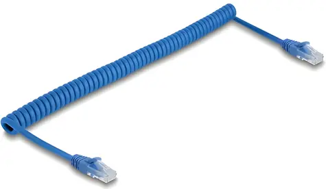 DeLock / Sieťový kábel / RJ45 Cat.6 UTP / špirálový / 0,8 m / modrý