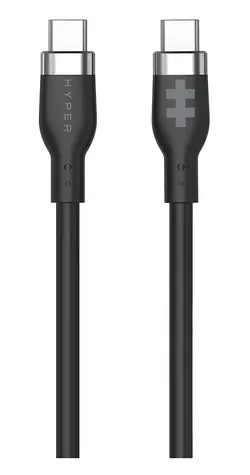 Hyper Nabíjací kábel Silicone 60W USB-C (M) - USB-C (M) 1,5 m čierna / Dátový kábel / USB-C / 60 W