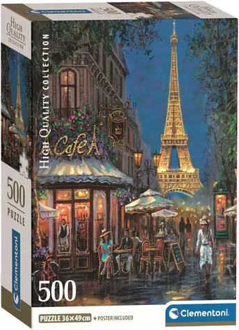 Clementoni Puzzle Paríž - Kaviareň pri Eiffelovke / 500 dielikov / od 18 rokov
