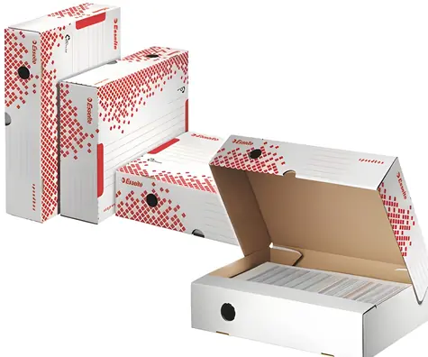 Leitz Esselte Speedbox bielo-červená / Archivačná krabica / A4 / 80 × 250 × 350 mm / vlnitá lepenka