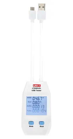 UNI-T UT658DUAL / Tester USB nabíjanie / USB-A + USB-C / QC3.0 / QC4.0