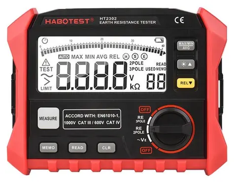 Habotest HT2302 / Digitálny tester zemného odporu / 0-4 k? / LCD displej
