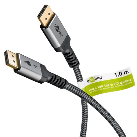 Goobay DisplayPort 2.0-2.1 1m šedá / Kábel / 80 Gbit/s