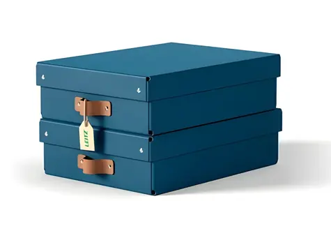 Leitz Puro modrá / Úložný box / Kartón / Veľkosť M nízky / 2 ks / 270 × 100 × 370 mm