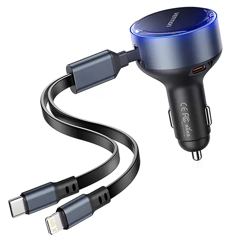 Vention FFOB0 / Nabíjačka do auta / USB-C Port + káble USB-C a Lightning / 60W