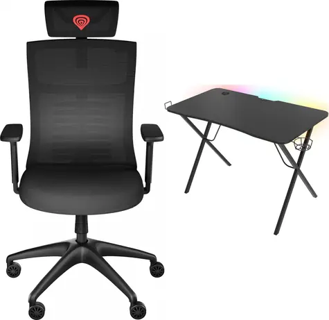 Genesis Astat 200 G2 + Holm 200 RGB čierna / Herné kreslo a stôl / 113×60 cm