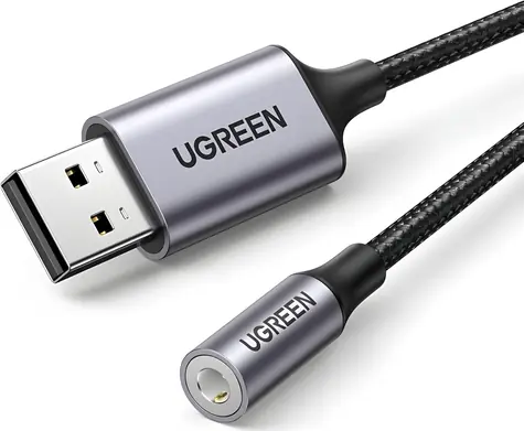 Ugreen 30757 Kábel USB-A - Jack 3,5 mm čierno-strieborná / Audio kábel