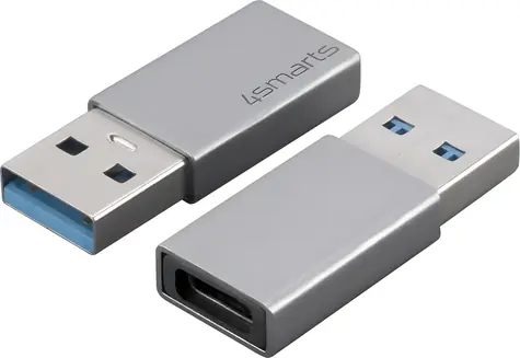 4smarts USB-A - USB-C sivá / Adaptér