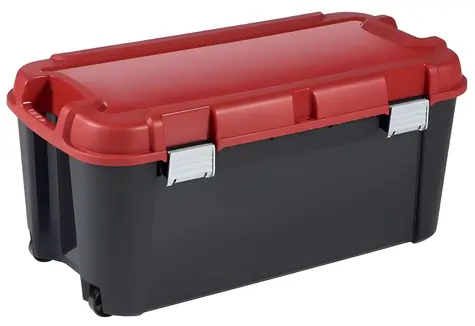 Keter Totem Storage Box 80l čierna / červená / Box na náradie / uzamykateľný / 2 kolieska / 79,5x39,5x37,1 cm