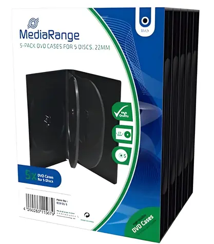 MediaRange DVD obal pre 5 diskov čierny / 22 mm / 5 ks