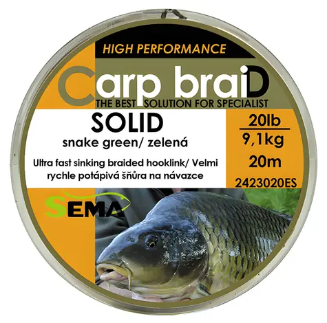 SEMA Pletená šnúra SOLID / 10 m / 30 lbs / 13,6 kg
