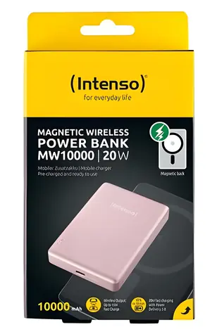 INTENSO MW10000 ružová / Magnetická bezdrôtová powerbanka / 10000 mAh / MagSafe / USB-C 20W