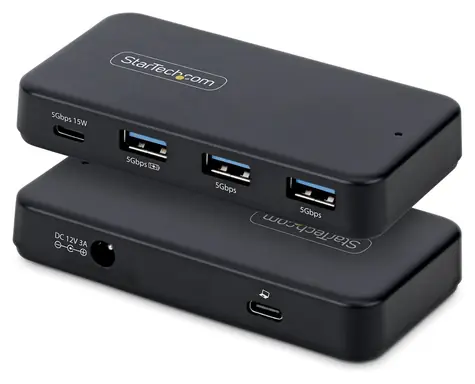StarTech 311UE-USB-HUB čierna / Rozbočovač / USB-C + 3x USB-A / napájací adaptér