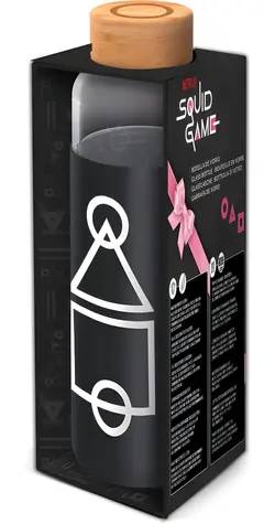 STOR Fľaša na pitie Squid Games / 585 ml / sklo / silikónový návlek