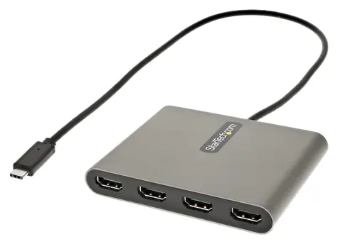 StarTech USB-C na 4X HDMI sivá / Adaptér / 4X HDMI výstup / 1920 x 1080 px / USB Type-C