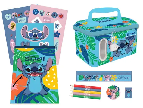 PYRAMID Kreatívna sada Lilo a Stitch / Kufrík / pastelky, samolepky, pravítko, zrkadlo, blok