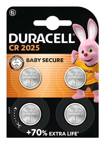 Duracell CR2025 / Gombíková batéria / Lítium / 3 V / 4 ks