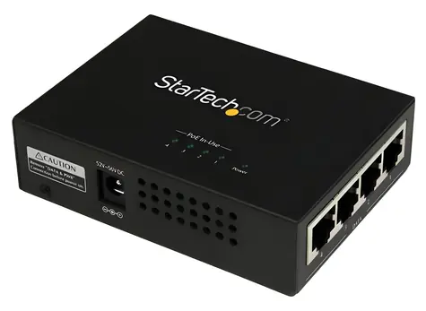 StarTech Gigabit PoE+ Injektor 4 Port / PoE injektor / 802.3 AF/at / 120 W / 8x RJ-45