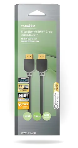 Nedis antracitová / Kábel HDMI / 4K 60Hz / 18 Gbps / ARC / Ethernet / 2 m