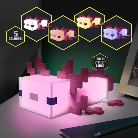 Paladone Axolotl Light Minecraft / Stolová lampa / 4 farby / 3x AAA