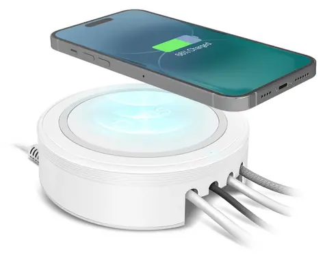 SBS Qi 15W biela / Nabíjacia stanica / 4X USB / Bezdrôtové nabíjanie