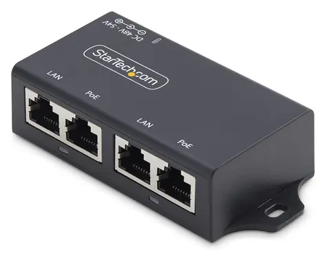 StarTech Gigabit PoE injektor / PoE injektor / 2- Port / 802.3 AF/at / 30W