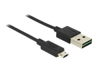 DeLock čierna / Kábel / USB 2.0 / USB A (M) - Micro USB B (M) / reverzibilné konektory / 20 cm