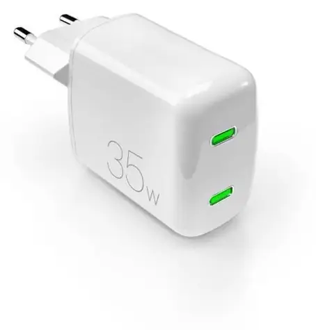 Puro MiniPro biela / Cestovný adaptér / GaN / 2x USB-C / 35 W