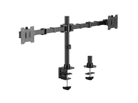 Equip čierna / Stolný držiak pre dva monitory / 17-35" / 20 kg na monitor / VESA 100x100 / 360°