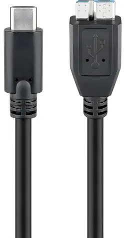 Goobay 67995 čierna / Kábel USB-C na micro-USB 3.0 / 0,6 m