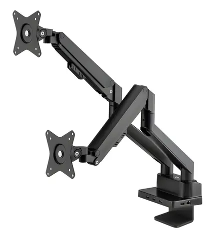 Manhattan Držiak pre 2 monitory s dokovacou stanicou 8v1 čierna / Držiak monitora / 17-32" / VESA 75x75-100x100