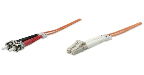 Intellinet LC/ST oranžová / Optický patch kábel / Multimode OM2 / 1 m / LSZH