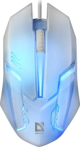 Defender Cyber MB-560L biela / Herná optická myš / 1200 DPI / USB / 2 tlačidlá / RGB podsvietenie