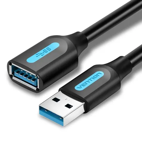 Vention USB 3.0 čierna / Predlžovací kábel / USB-A (M) - USB-A (F) / 1 m