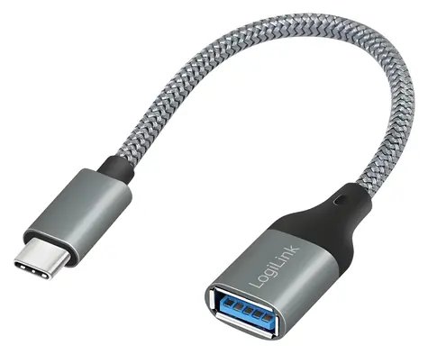 LogiLink adaptér USB-C - USB-A sivý / Adaptér / USB 3.2 Gen1 / 5 Gbit / s / OTG / 0,15 m