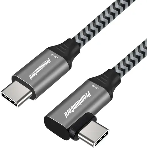 PremiumCord USB-C zahnutý čierna / Dátový kábel / USB 3.2 Gen 2x2 / 20 Gbit / s / 100 W / 0,5 m