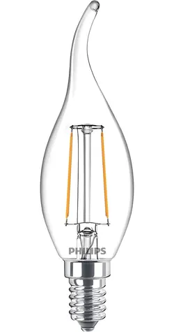 Philips LED žiarovka Classic BA35 E14 25W číra / Sviečka / Teplá biela / Nestmievateľná