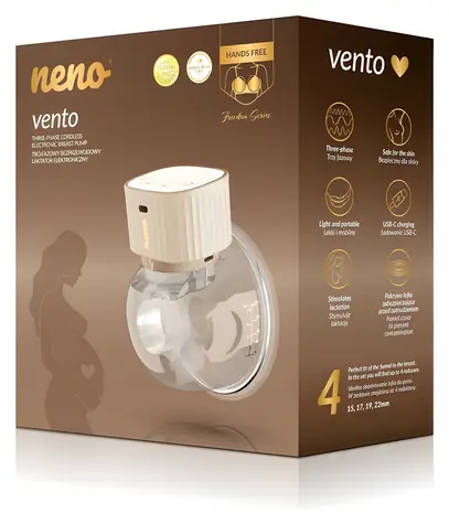 Neno Vento béžová / Odsávačka materského mlieka / bezdrôtová / 3 fázy sania / LCD displej