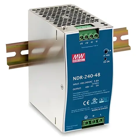 Mean Well NDR-240-24 / Priemyselný napájací zdroj / 24V / 10A / 240W / DIN lišta