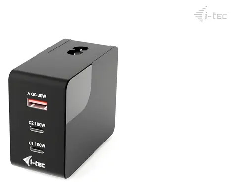 i-TEC Multiport Charger 100W čierna / Nabíjačka / 2× USB-C + 1× USB-A / Power Delivery / Displej