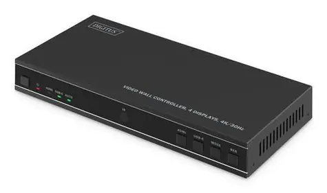 Digitus HDMI Video Wall Controller 4 Displays / Video wall controller / 4K/30Hz / HDMI 2.0 / RS232 / Nástenná montáž
