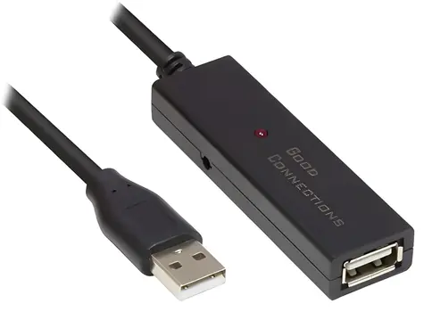 Good Connections USB-A - USB-A 20 m čierna / Predlžovací kábel / USB 2.0 / 480 Mbit/s / aktívny
