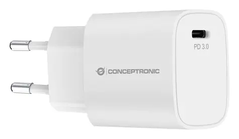 Conceptronic USB-C nabíjací adaptér biela / Nabíjačka / 1x USB-C / PD 3.0 / 20 W