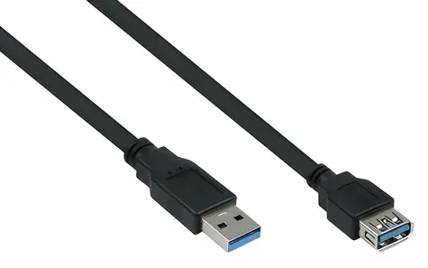 Kabelmeister USB-A (M) - USB-A (F) čierna / Predlžovací kábel / USB 3.0 / 2 m