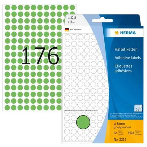 Herma Etikety okrúhle zelené 8 mm / Papierové / 5632 ks