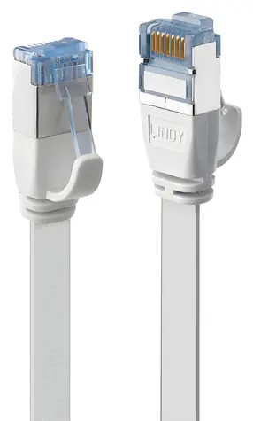 Lindy biela / Patch kábel / Cat6a U/FTP / Flachband / RJ45-RJ45 / 5 m