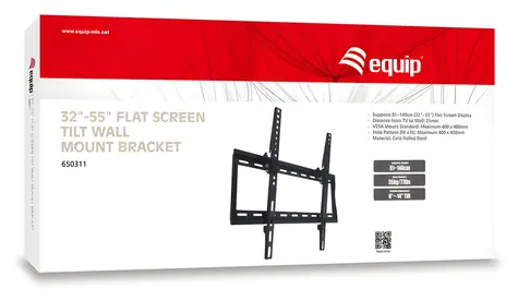 Equip / Nástenný držiak TV / 32-55" / náklon / VESA 200x200-400x400 mm / nosnosť 35 kg