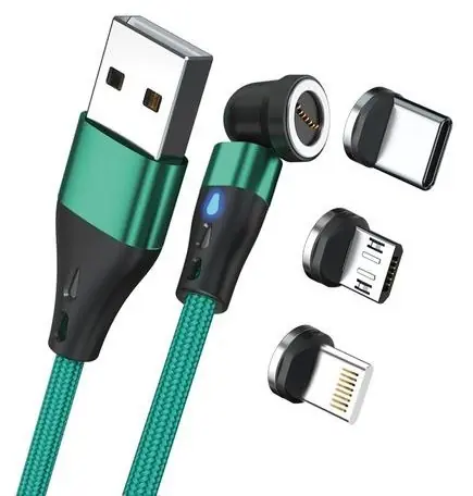 RealPower Magnetic 3A zelená / Magnetický nabíjací kábel / USB-A / 2 m / 6 adaptérov