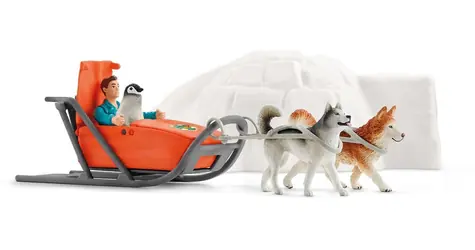 Schleich Figúrky Wild Life Antarktická expedícia / ranger, 2 Husky, mláďa tučniaka / iglu so šmykľavkou / od 3 rokov