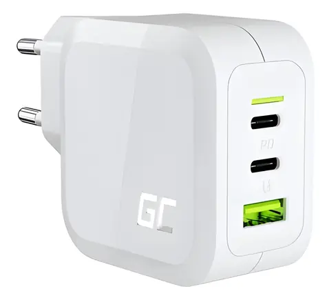 Green Cell GaN USB nabíjačka 65W biela / Nabíjačka / 2x USB-C / 1x USB-A